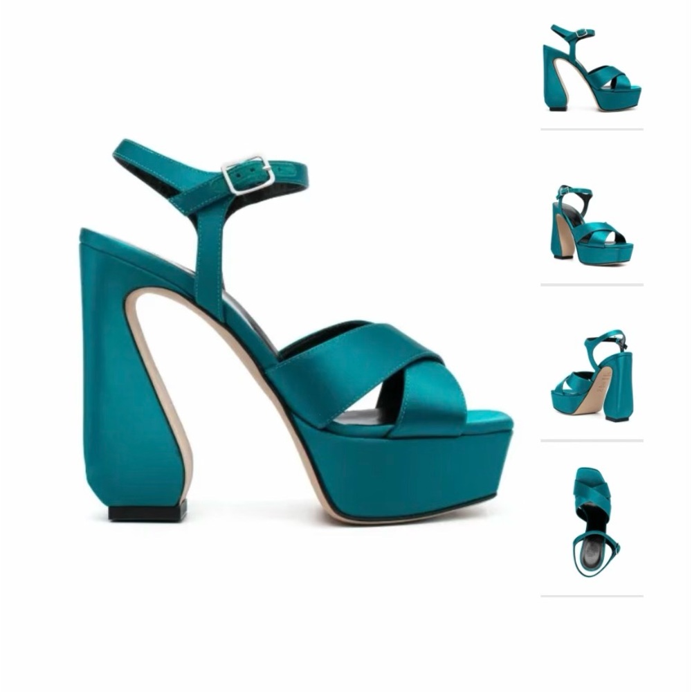 Sergio Rossi Teal Platform Heels NWT